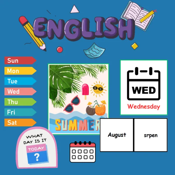 DAYS OF THE WEEK, MONTHS, SEASONS, PART OF THE DAY - cards 1