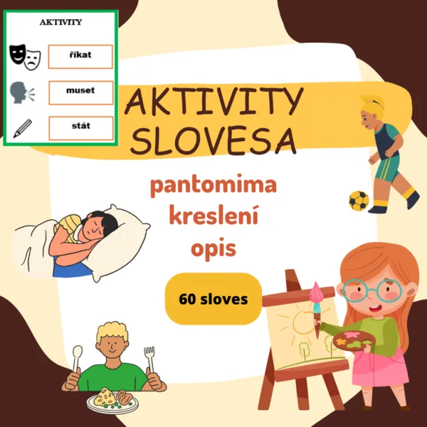 AKTIVITY - 60 NEJPOUŽÍVANĚJŠÍCH SLOVES (kreslení, pantomima, mluvený opis) 1