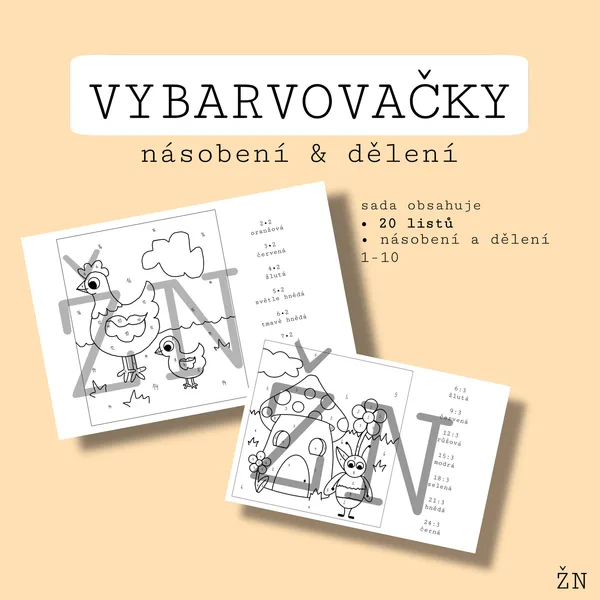 Vybarvovačky - násobení a dělení 1-10 1