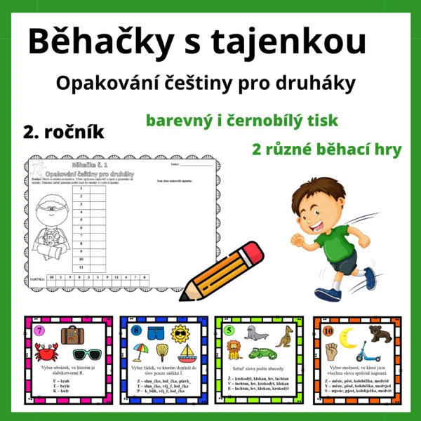 Běhačky s tajenkou: Opakování češtiny pro druháky 1