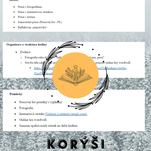 Plán vyučovací hodiny – Korýši – rak říční, rak bahenní, rak kamenáč 1