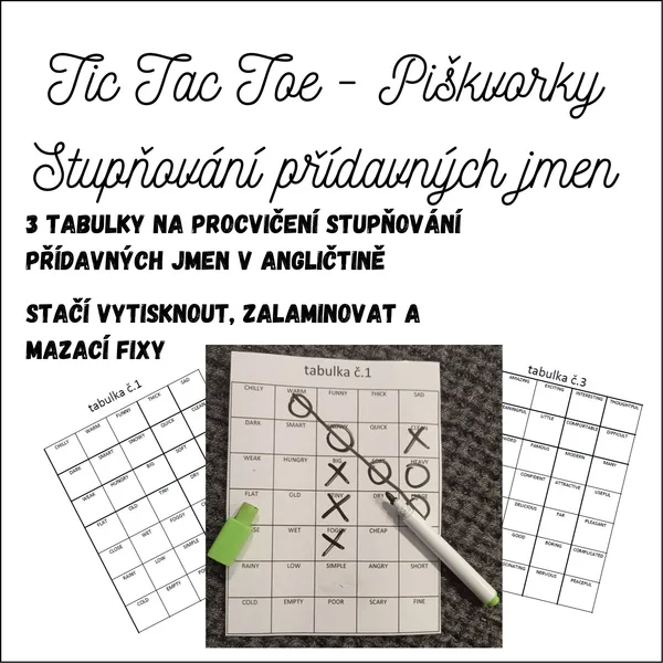 Stupňování přídavných jmén - Tic Tac Toe 1
