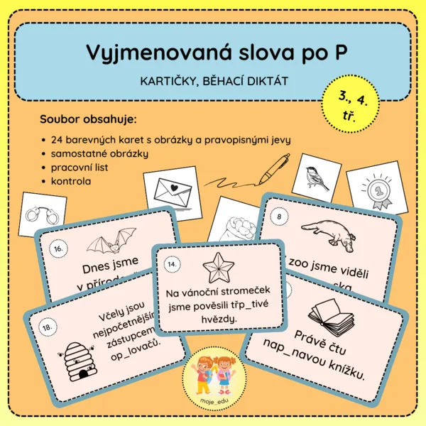 Vyjmenovaná slova po P - běhací diktát, kartičky 1