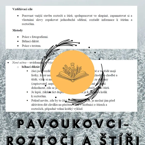 Plán vyučovací hodiny – PAVOUKOVCI – roztoči a štíři 1