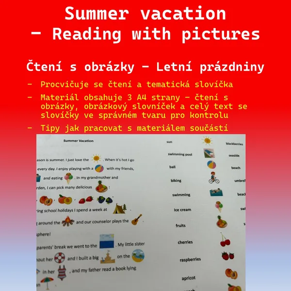 Čtení s obrázky – Summer vacation 1