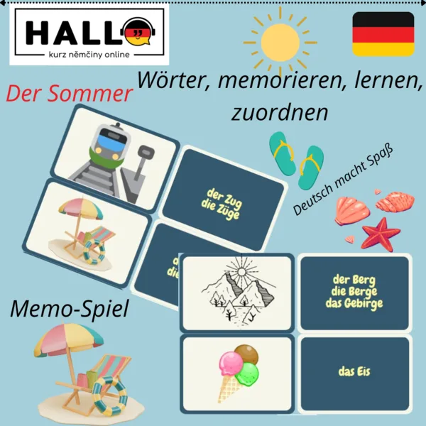 Memo-Spiel Sommer Deutsch, kartičky, léto 1