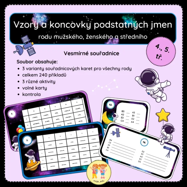 Vzory a koncovky podstatných jmen - Vesmírné souřadnice 1