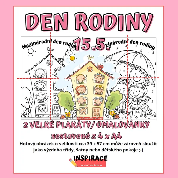VELKÉ omalovánky/ plakáty DEN RODINY (4xA4) 1