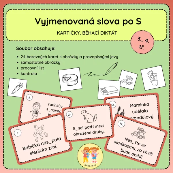 Vyjmenovaná slova po S - běhací diktát, kartičky 1
