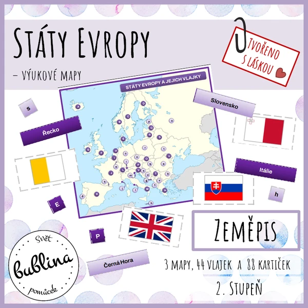 Státy Evropy - výuková mapa s vlajkami 1