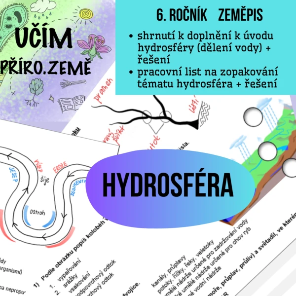 Hydrosféra - pracovní list 1