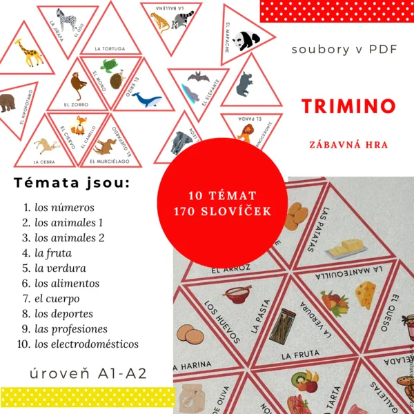 Trimino na slovní zásobu ve španělštině (10 témat) 1