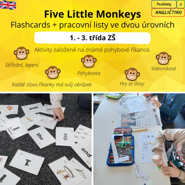 Five Little Monkeys - učíme se slovíčka, stříháme, lepíme 1