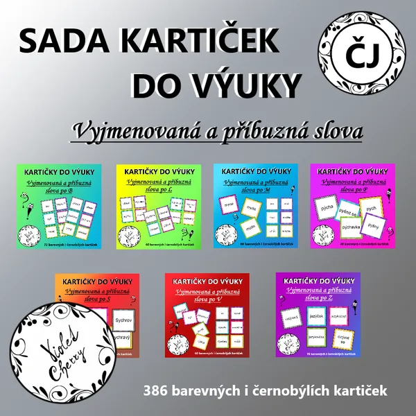 Sada kartiček do výuky: Český jazyk - Vyjmenovaná a příbuzná slova 1