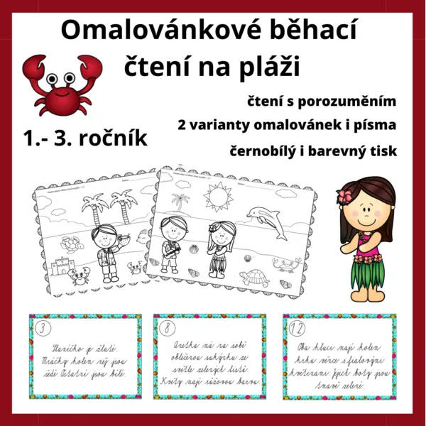 Omalovánkové běhací čtení na pláži 1