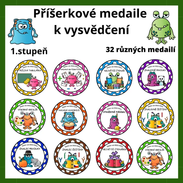Příšerkové medaile k vysvědčení 1