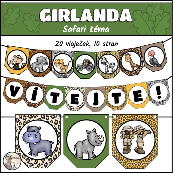 Girlanda - výzdoba třídy - safari téma 1