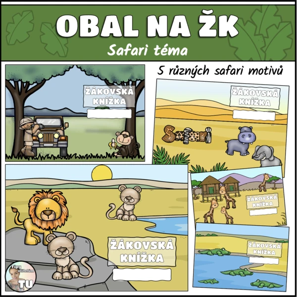 Obaly na žákovskou knížku - safari téma 1