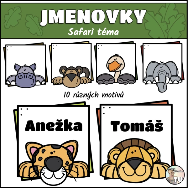 Jmenovky - téma safari 1