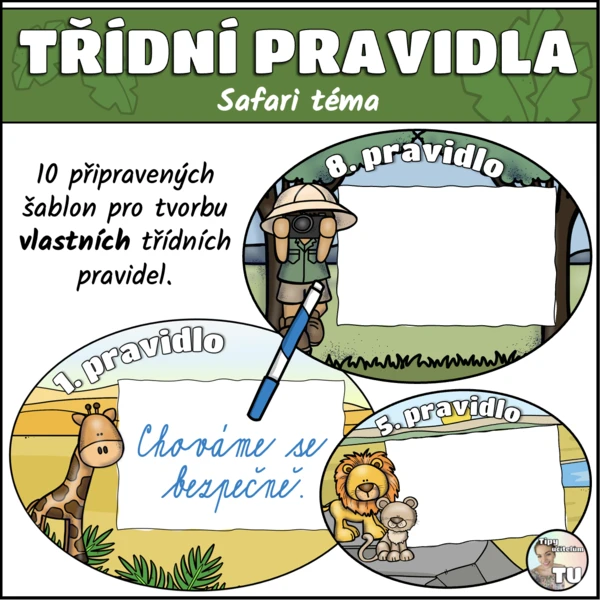 Třídní pravidla (šablona) - safari téma 1