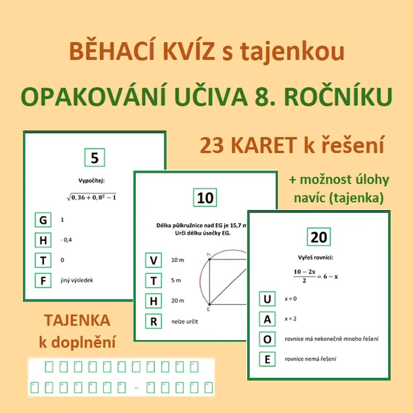 BĚHACÍ KVÍZ s tajenkou - OPAKOVÁNÍ UČIVA 8. ROČNÍKU 1