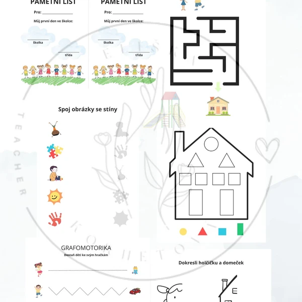 Pracovní listy na září - Kamarádi ve školce + Pamětní list 1