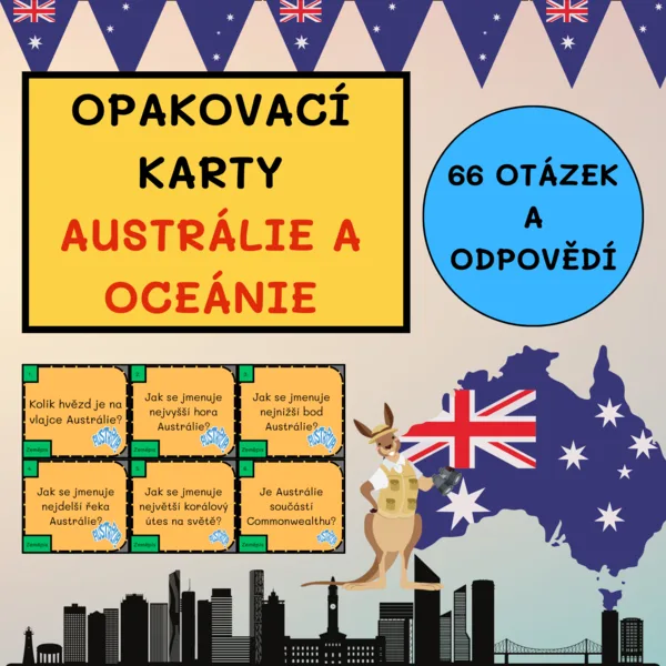 OPAKOVACÍ KARTY - AUSTRÁLIE A OCEÁNIE (66 OTÁZEK A ODPOVĚDÍ) 1