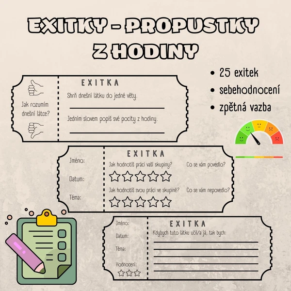 Exitky - propustky z hodiny 1
