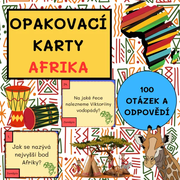 OPAKOVACÍ KARTY - AFRIKA (100 OTÁZEK A ODPOVĚDÍ) 1
