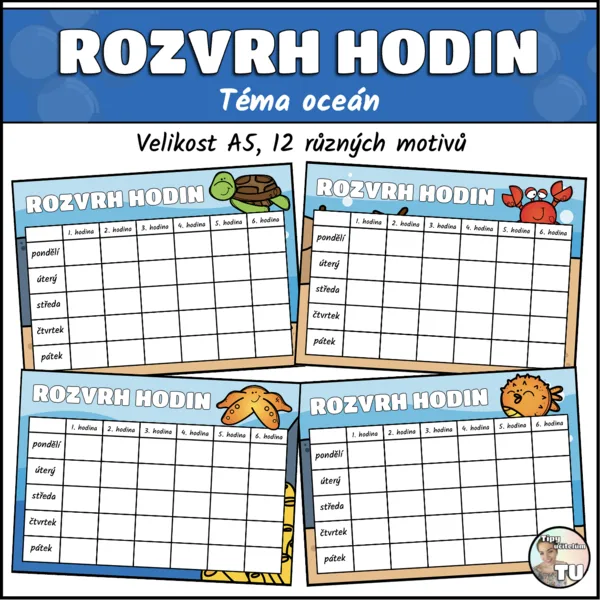 Rozvrhy hodin pro žáky - téma oceán 1