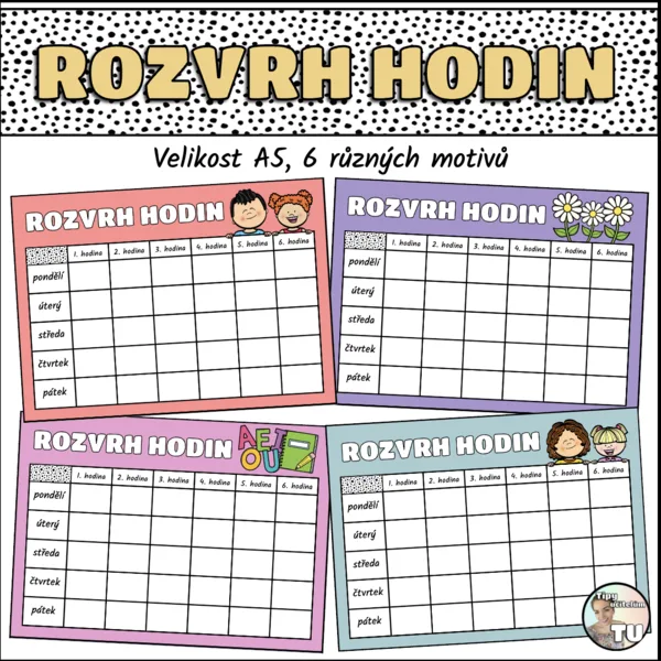 Rozvrhy hodin pro žáky - boho design 1