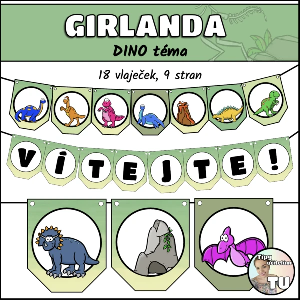 Girlanda, výzdoba třídy - dino téma 1