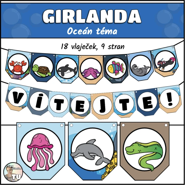 Girlanda, výzdoba třídy - téma oceán 1