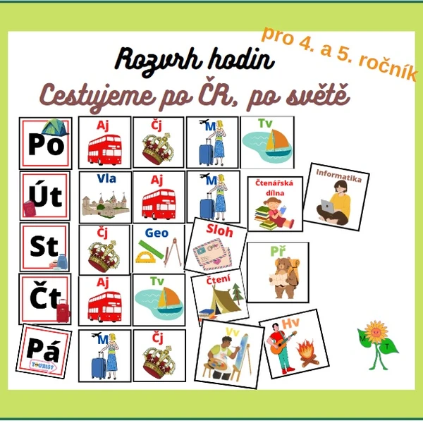 Rozvrh hodin - cestujeme po ČR, cestujeme po světě 1