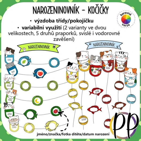 Narozeninovník - kočičky (výzdoba) 1