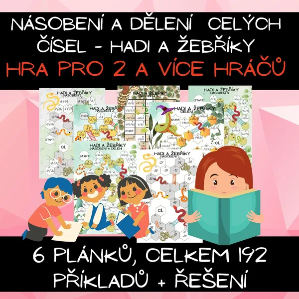 Násobení a dělení celých čísel - hadi a žebříky 1