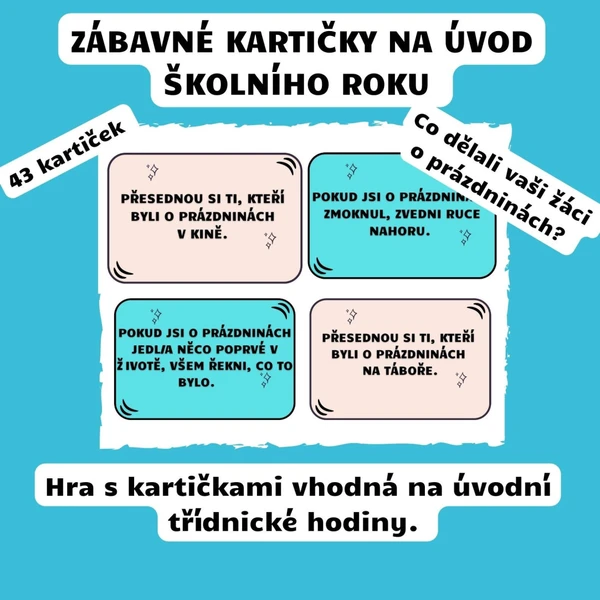 Zábavné kartičky na úvodní třídnické hodiny po prázdninách  1