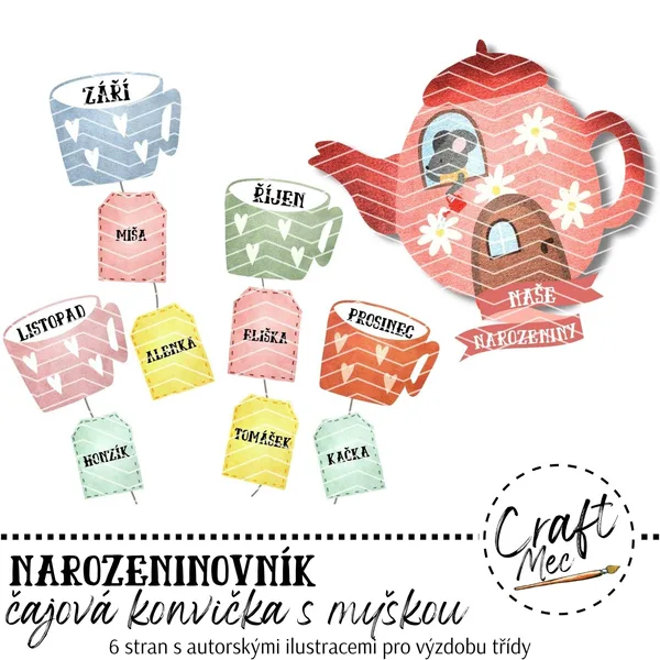 NAROZENINOVNÍK ČAJOVÁ KONVIČKA S MYŠKOU 1