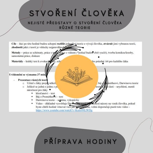 Plán hodiny - Stvoření člověka - Nejisté představy o vývoji a stvoření člověka 1