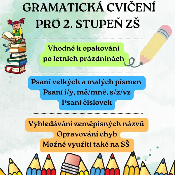 Gramatická cvičení - velká a malá písmena, s/z/vz, i/y a další  1