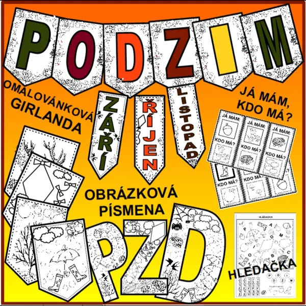 Podzim-girlanda, omalovánky, hra 1