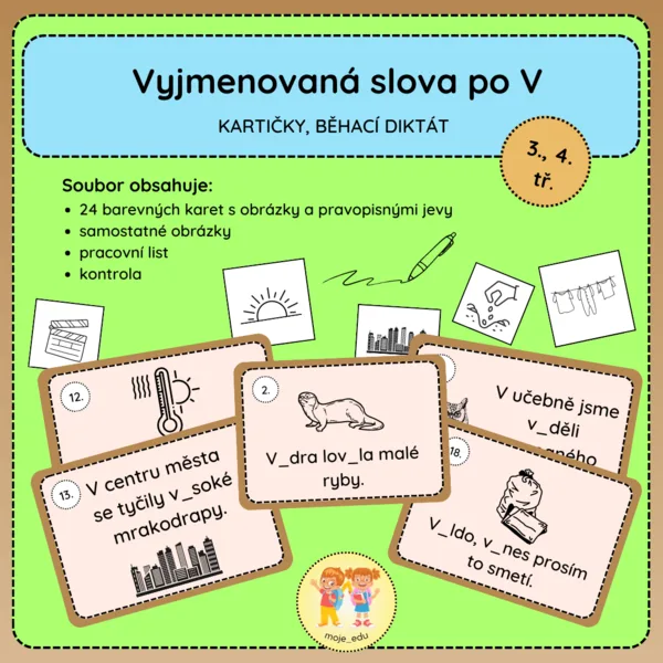 Vyjmenovaná slova po V - kartičky, běhací diktát 1