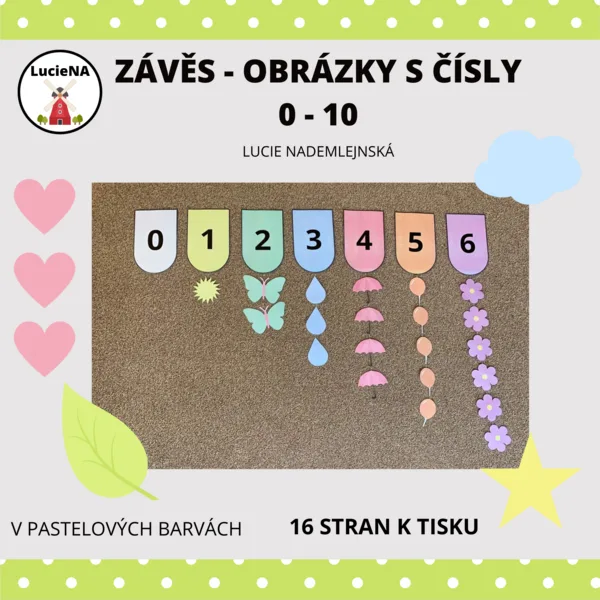 ZÁVĚS OBRÁZKY S ČÍSLY 0 -10 1