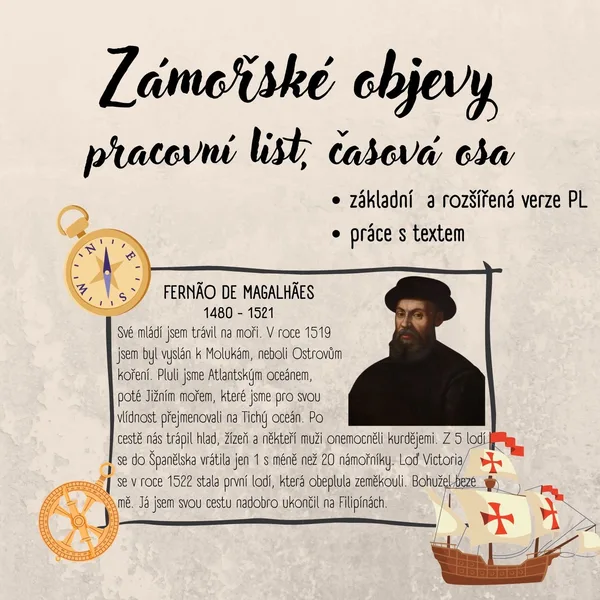 Zámořské objevy - pracovní list 1