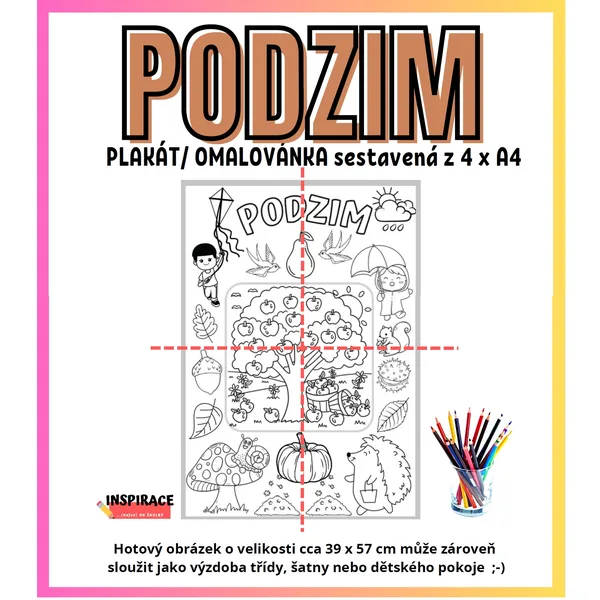 VELKÉ omalovánky / plakát PODZIM (4xA4)🍂 1