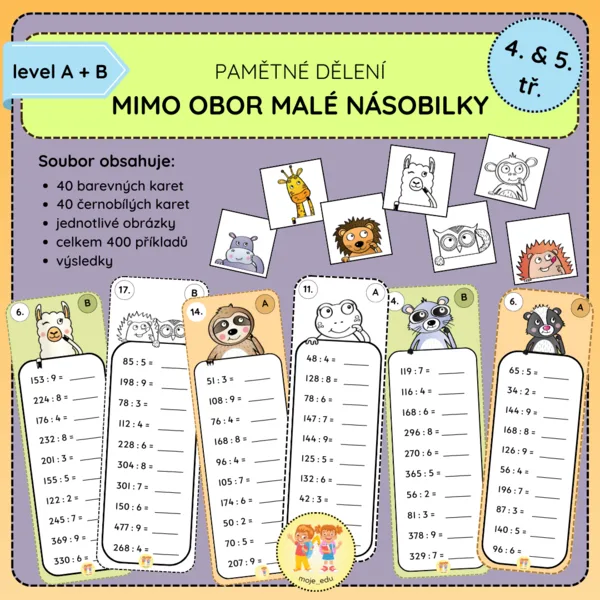 Pamětné dělení mimo obor malé násobilky (2 úrovně) 1