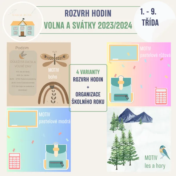 Rozvrh hodin + organizace školního roku 1