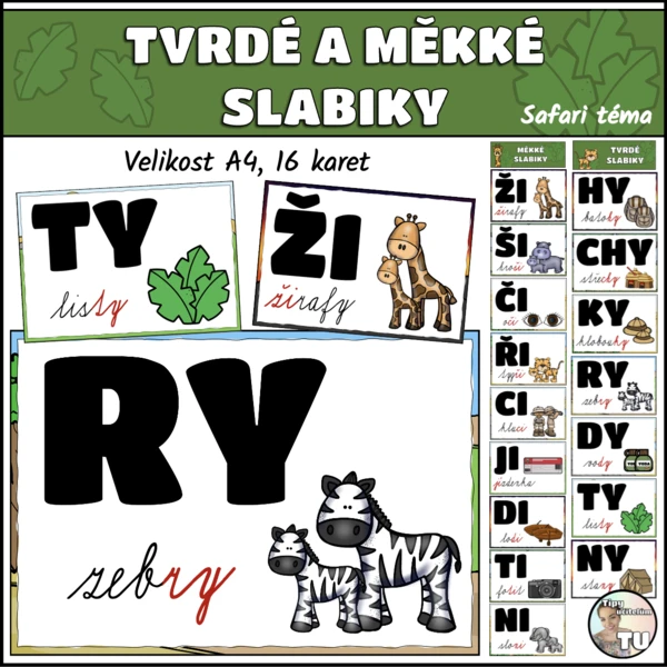 Tvrdé a měkké slabiky - safari téma 1