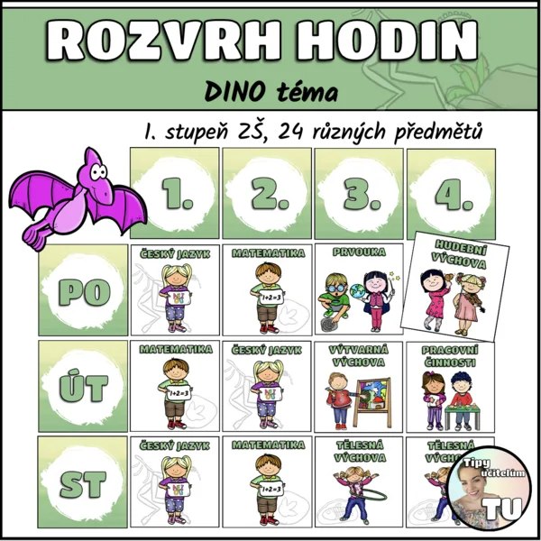 Velký rozvrh hodin - dino téma 1
