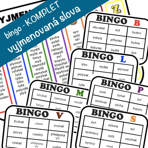 bingo - vyjmenovaná slova KOMPLET 1
